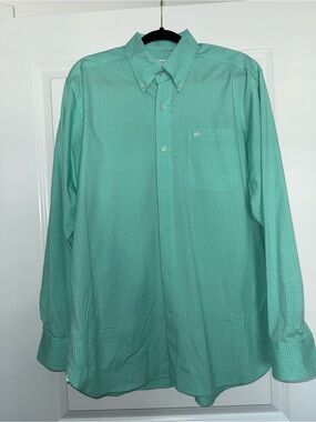 Southern Tide Mint Green Small-Check Button-Down Shirt